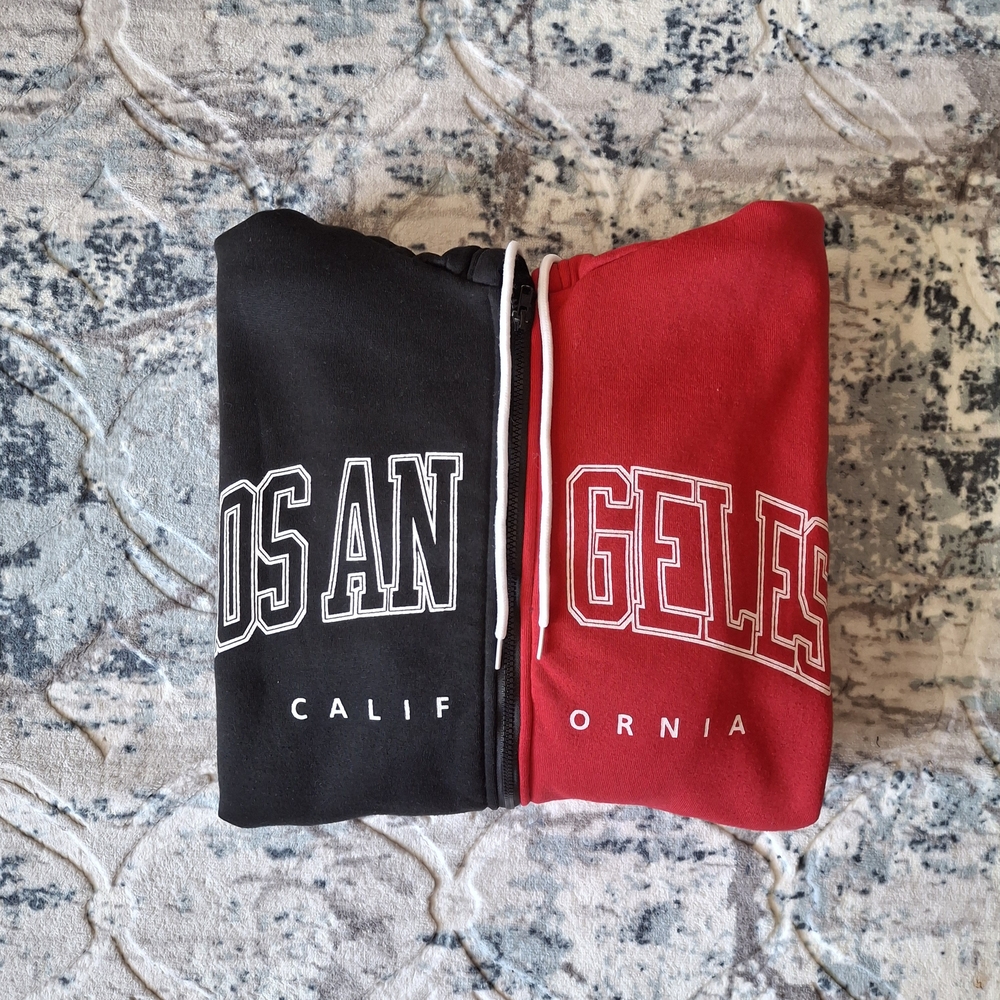 SHEIN Black and Red Zip-Up Hoodie